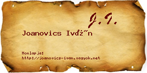 Joanovics Iván névjegykártya